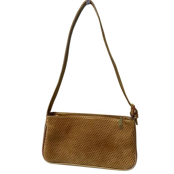 Vintage Handbags - VTG Genuine Leather Shoulder Bag Baguette Textured Boho Y2K